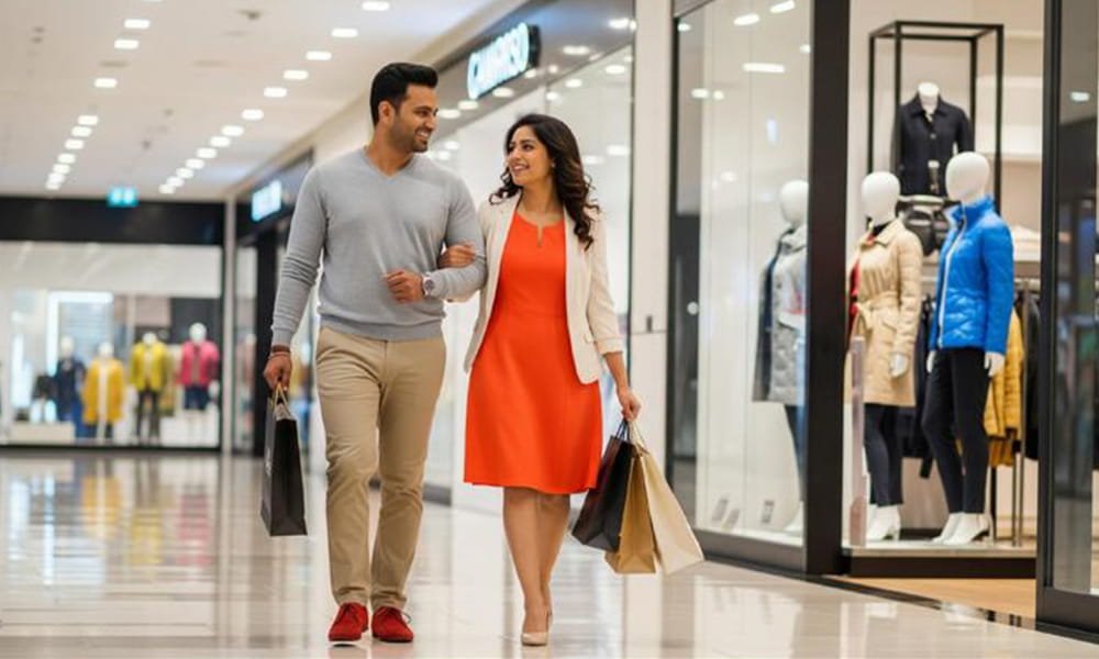 Upscale retail shopping area reference photograph