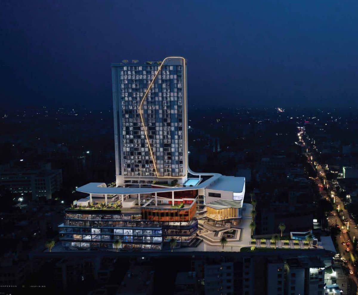 Night aerial artistic rendering of SPJ Vedatam development
